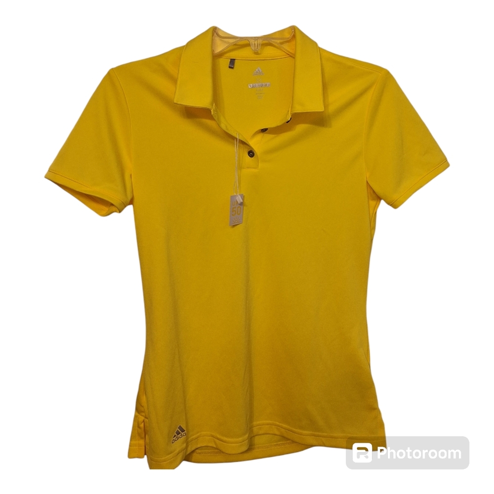 ADIDAS Golf Performance Short Sleeve Polo Yellow Shirt SPF 50+ Size XS NWT